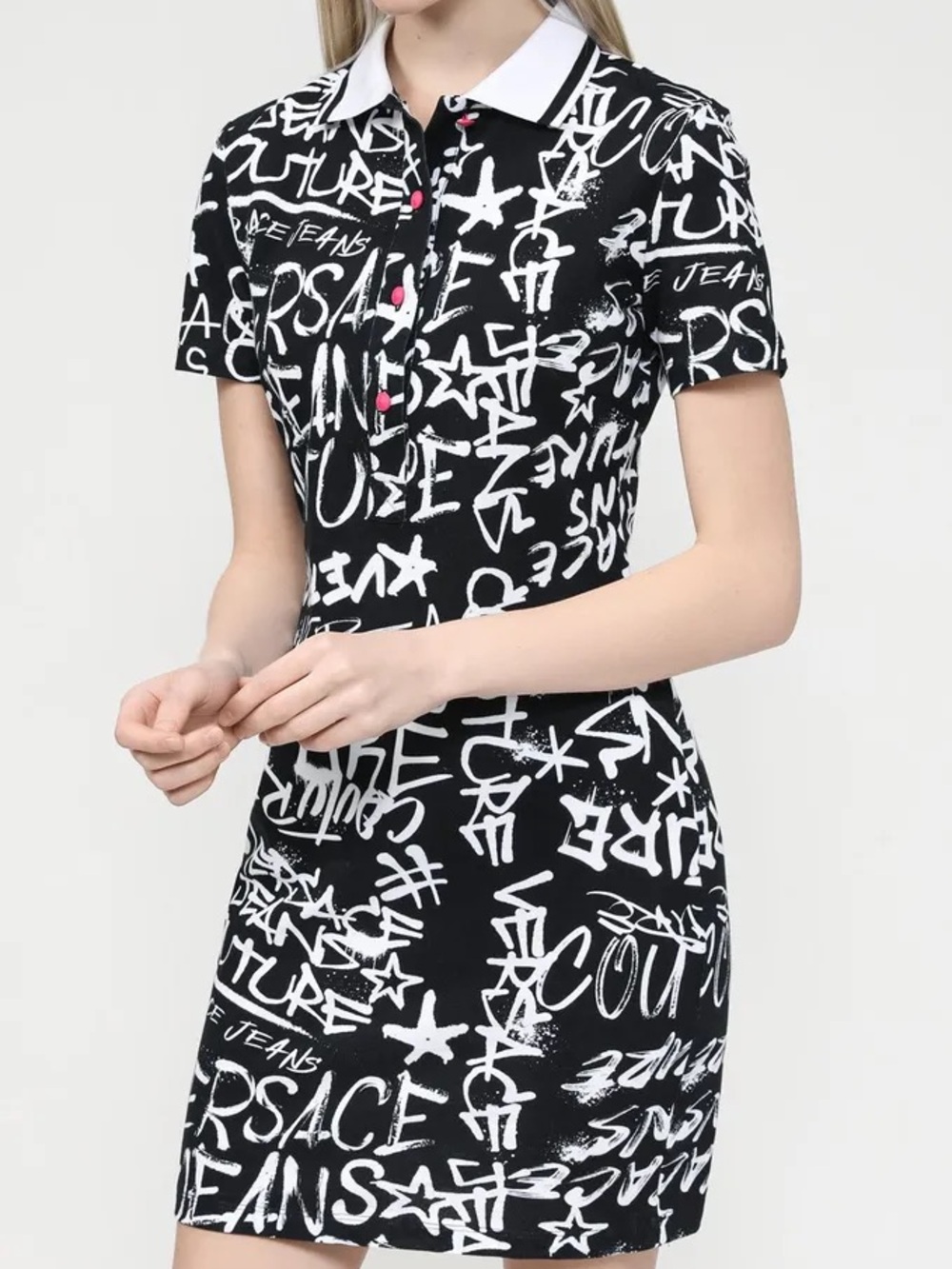 Versace New Graffiti Minidress Black White Versace Jeans Couture XS